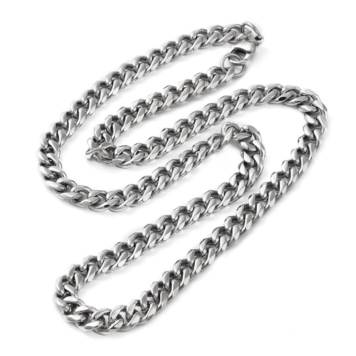 Perlarosa World  Bold Cuban Chain Necklace  Silver