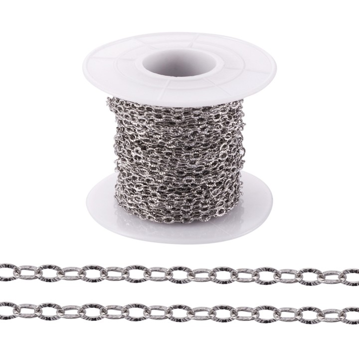Perlarosa World Textured Oval Link Chain Silver