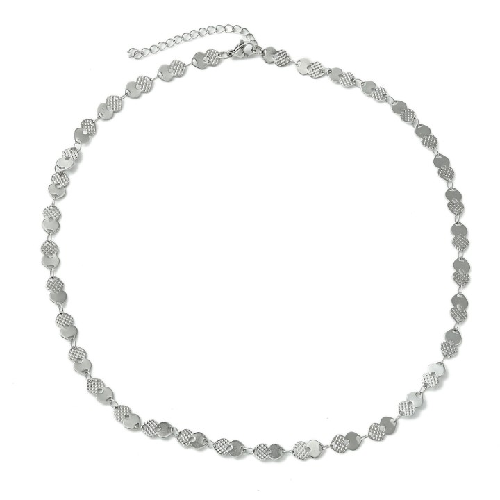 Perlarosa World Textured Disc Necklace  Silver