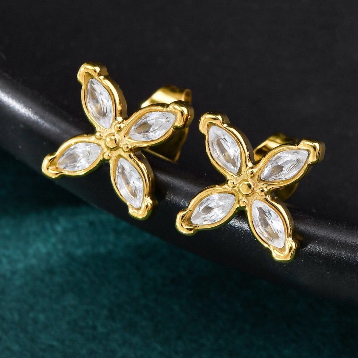 Perlarosa World Elegant Petal Stud Earrings White