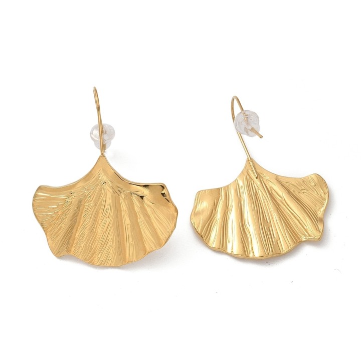 Perlarosa World Ginkgo Leaf Stainless Steel Stud Earrings Gold