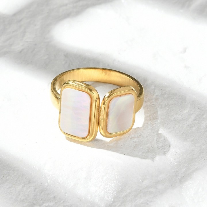 Perlarosa World Ring with White Shell and Abalone Inlay White
