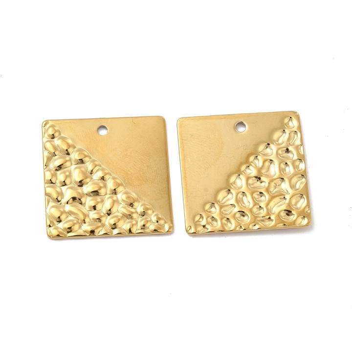 Perlarosa World Square Textured Pendant Gold
