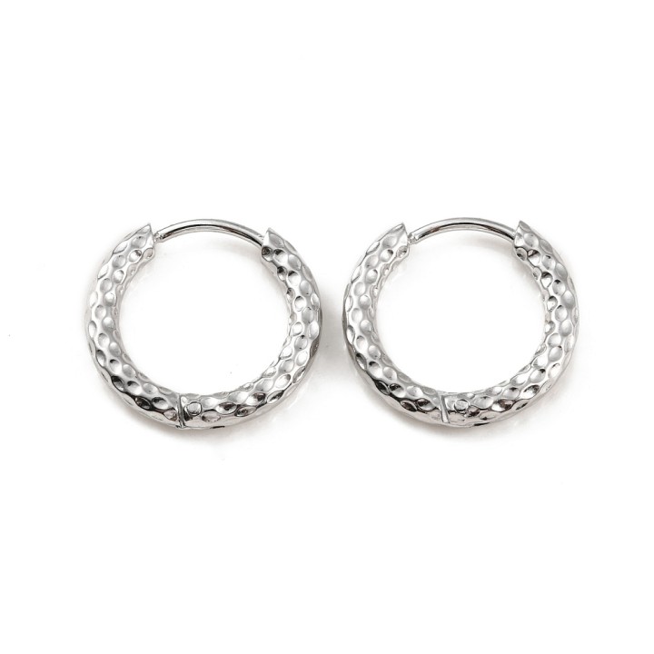 Perlarosa World Textured Hoop Earrings (pair) Silver