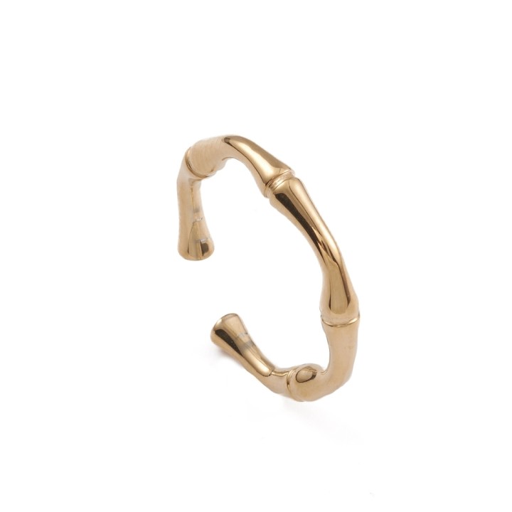 Perlarosa World Bamboo Design Cuff Ring (adjustable) Gold