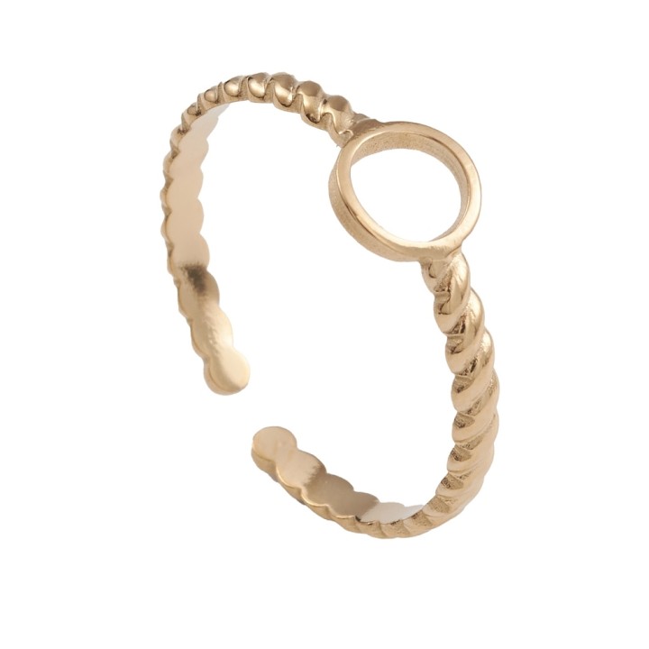 Perlarosa World Twisted Rope Adjustable Ring Base (adjastable) Gold