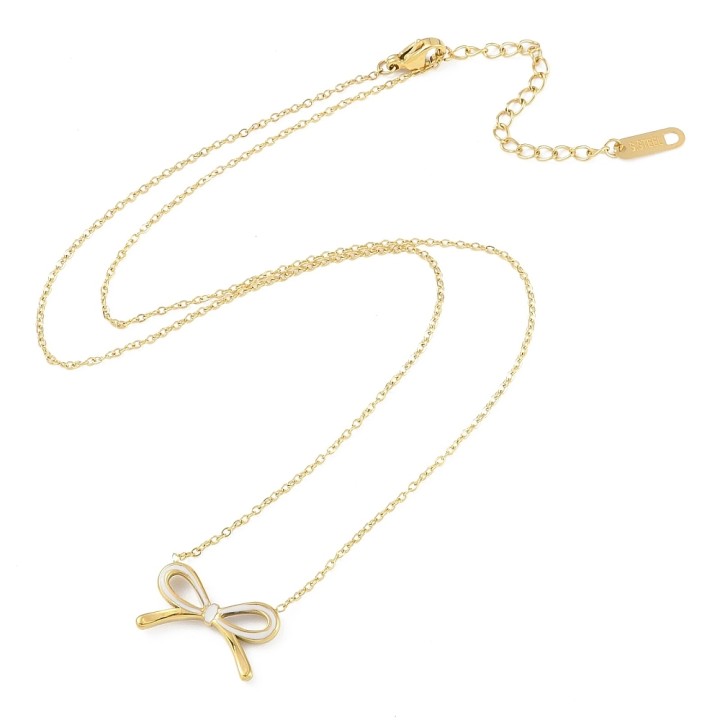 Perlarosa World Bow Necklace - Modern Enamel Finish White