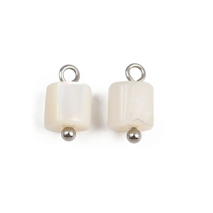 Perlarosa World Natural Seashell Column Charm with Loop Silver