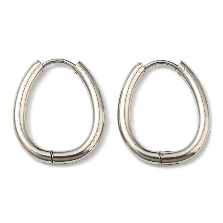 Perlarosa World Teardrop Hoop Earrings (pair) Silver