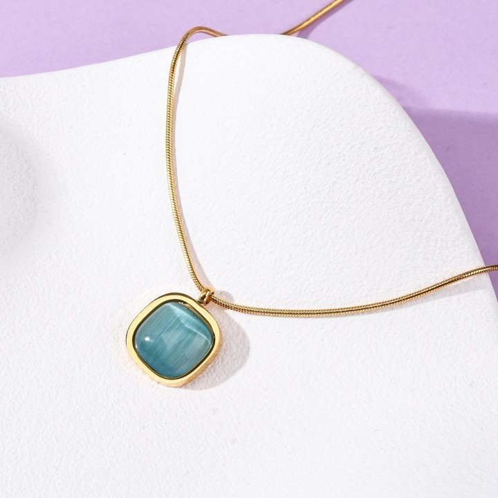 Perlarosa World Square Pendant Necklace with Turquoise Resin