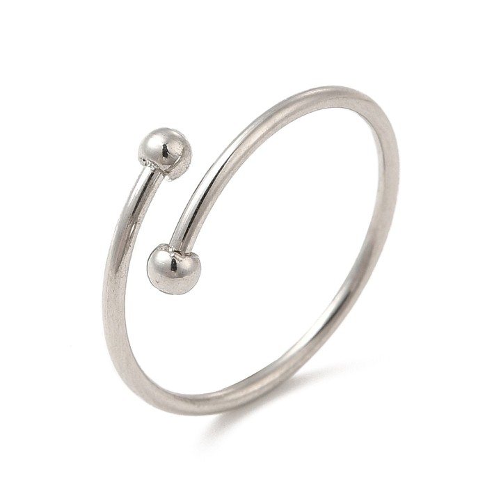 Perlarosa World Cuff Ring with Ball Ends Silver