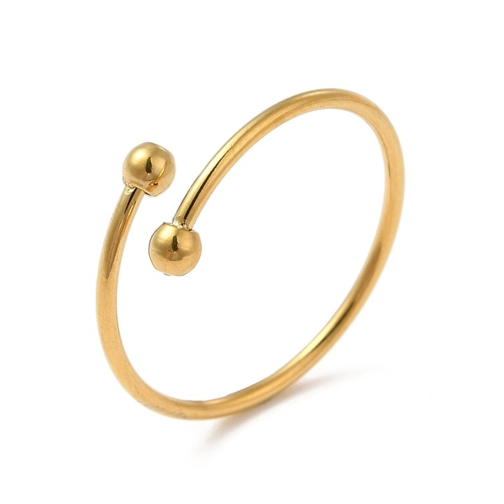 Perlarosa World Cuff Ring with Ball Ends Gold