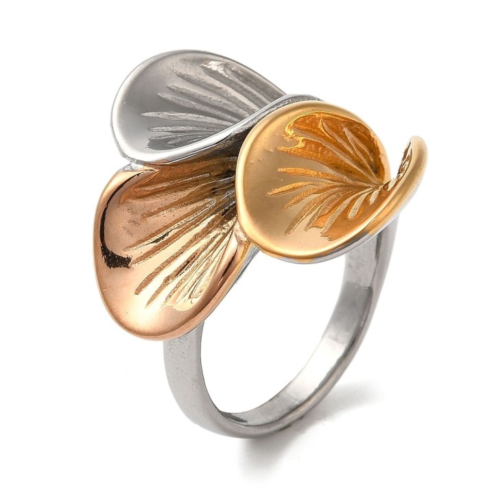 Perlarosa World Leaf Harmony Ring (Size 7) Gold/Silver