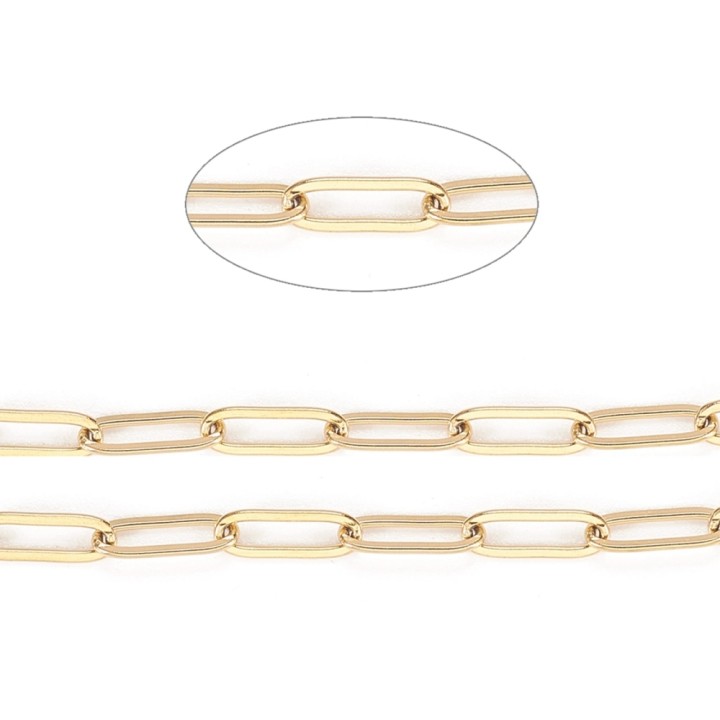 Perlarosa World Long Oval Link Chain Roll  Gold