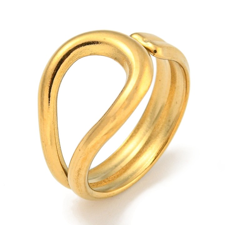 Perlarosa World Sculptural Teardrop Cuff Ring Gold