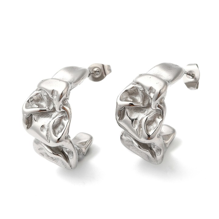 Perlarosa World Twisted Abstract Hoop Earrings  Silver