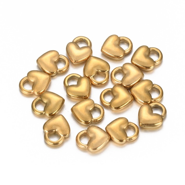 Perlarosa World Mini Heart Charms – Sweet & Simple, Perfect for Everyday Jewelry (1 pc) Gold