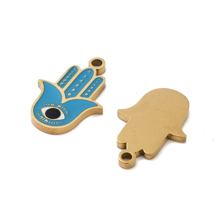 Perlarosa World Hamsa Hand Enamel Charm – Deep Sky Blue