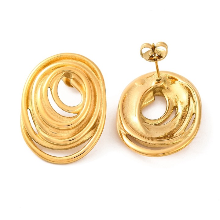 Perlarosa World Earrings – Modern Oval Design Gold