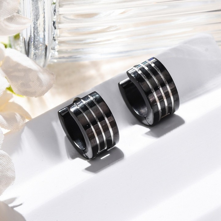 Perlarosa World Bold Black Stripe Hoop Earrings – Modern Edge