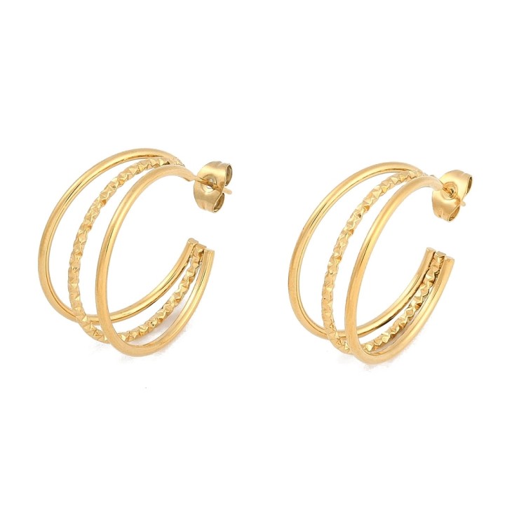 Perlarosa World Earrings – Multilayer Arc Design Gold