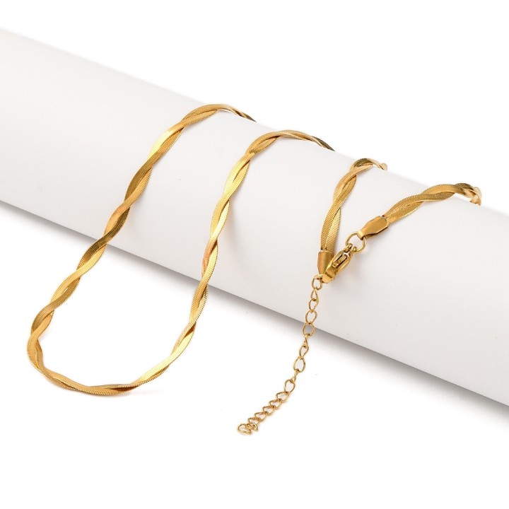 Perlarosa World Twisted Herringbone Necklace Gold