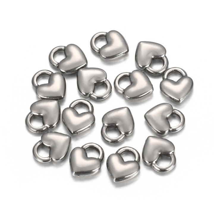 Perlarosa World Mini Heart Charms – Sweet & Simple, Perfect for Everyday Jewelry (1 pc) Silver