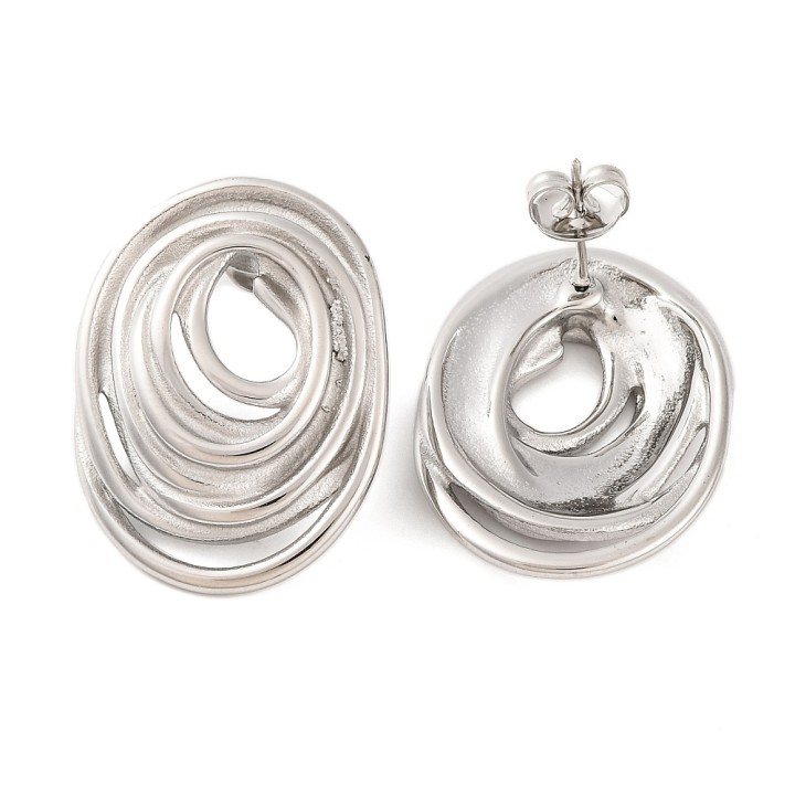 Perlarosa World Earrings – Modern Oval Design Silver