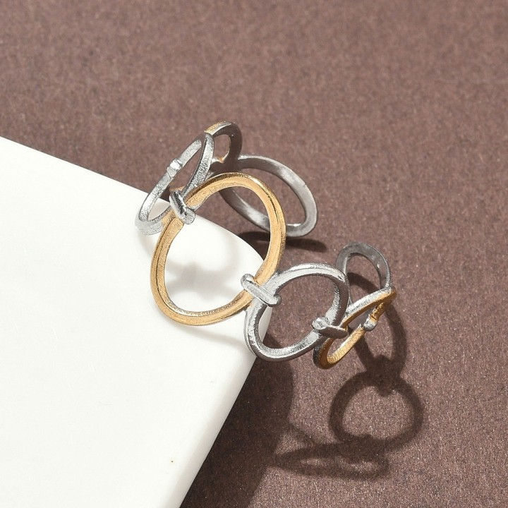 Perlarosa World Cuff Ring – Interlocking Circles Design (adjastable)