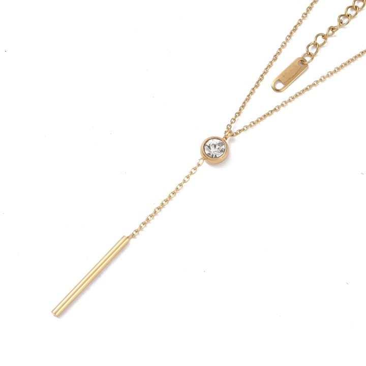 Perlarosa World Crystal Drop Bar Necklace – Sleek, Minimal, and Radiantly Chic