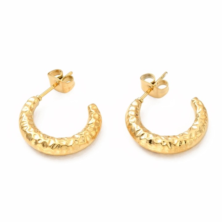 Perlarosa World Earrings – Hammered Moon Design Gold