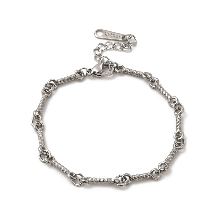 Perlarosa World Textured Link Chain Bracelet – Minimalist Elegance with Modern Edge Silver