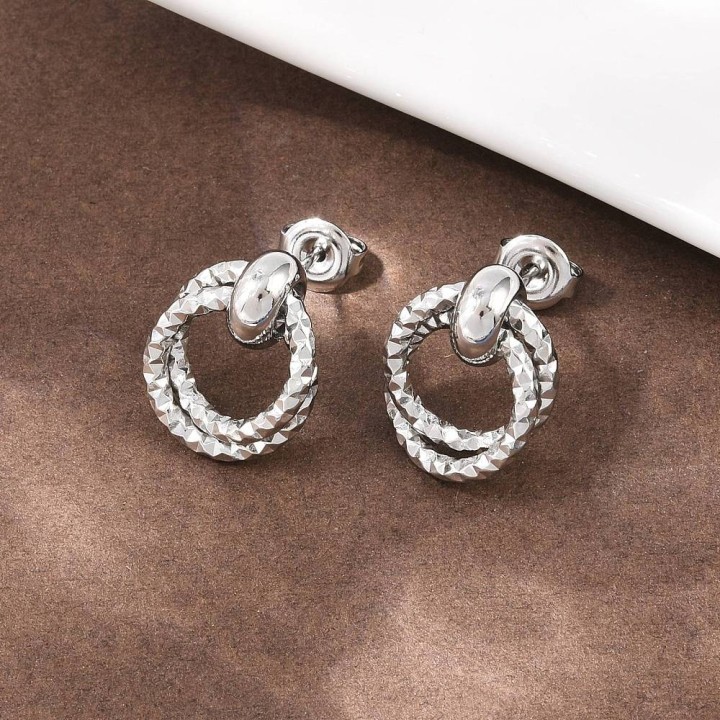Perlarosa World Earrings – Textured Ring Design Silver