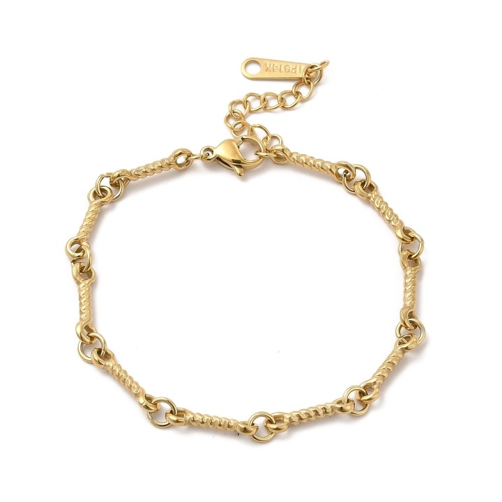 Perlarosa World Textured Link Chain Bracelet – Minimalist Elegance with Modern Edge Gold