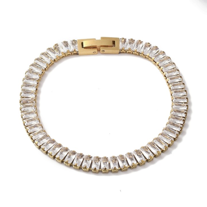 Perlarosa World Bracelet – Rectangle Clear Zircon Design Gold