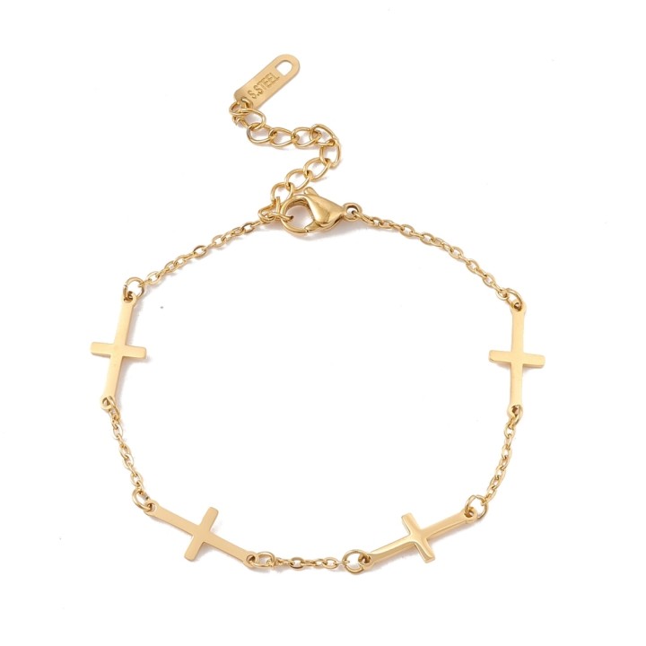Perlarosa World Faith & Grace Bracelet – Elegant Cross Chain in Gold