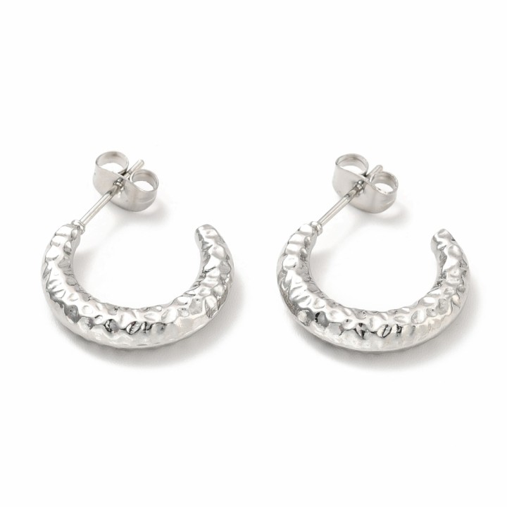 Perlarosa World Earrings – Hammered Moon Design Silver