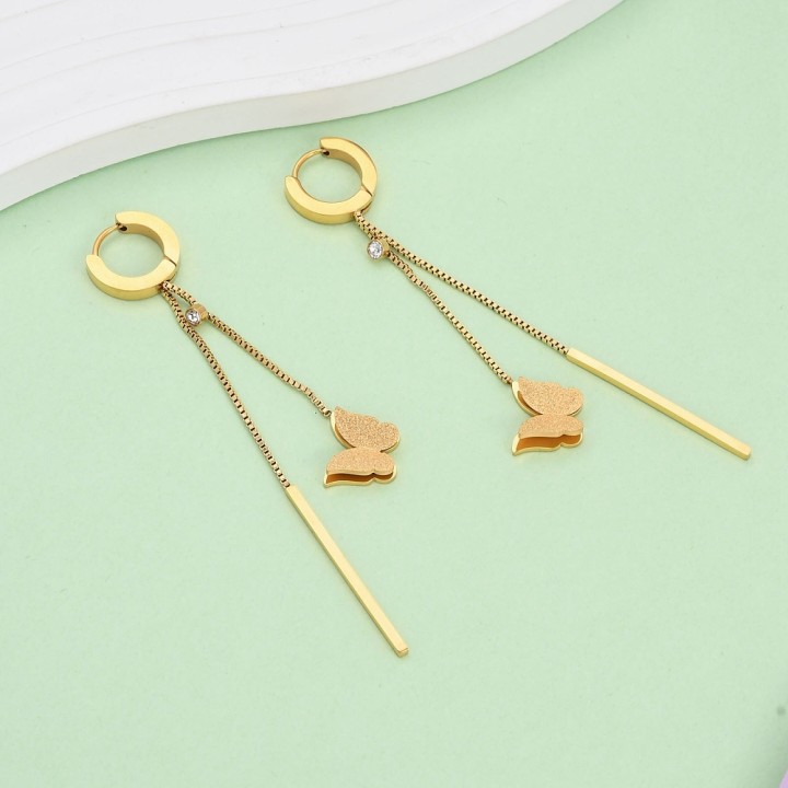 Perlarosa World Earrings – Butterfly Dangle Gold