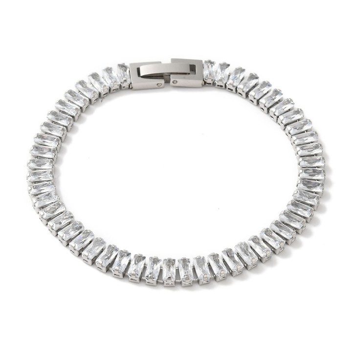 Perlarosa World Bracelet – Rectangle Clear Zircon Design Silver