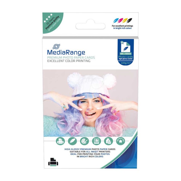 Φωτογραφικό Χαρτί MediaRange για Inkjet Εκτυπωτές 10x15 High-Glossy 220g/m² 50 Φύλλα (MRINK104)