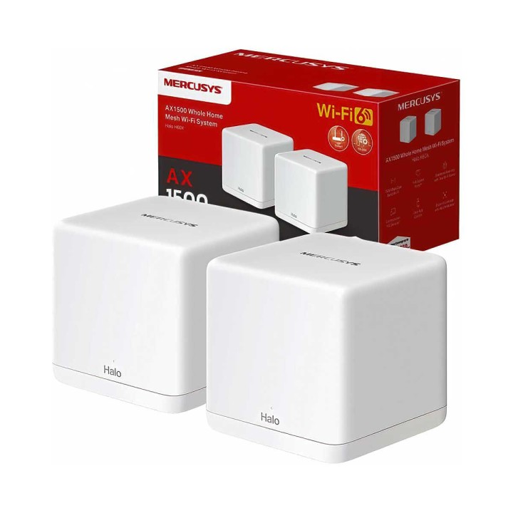 Mercusys Halo H60X WiFi Mesh Network Access Point Wi‑Fi 6 Dual Band (2.4 & 5GHz) σε Διπλό Kit Λευκό
