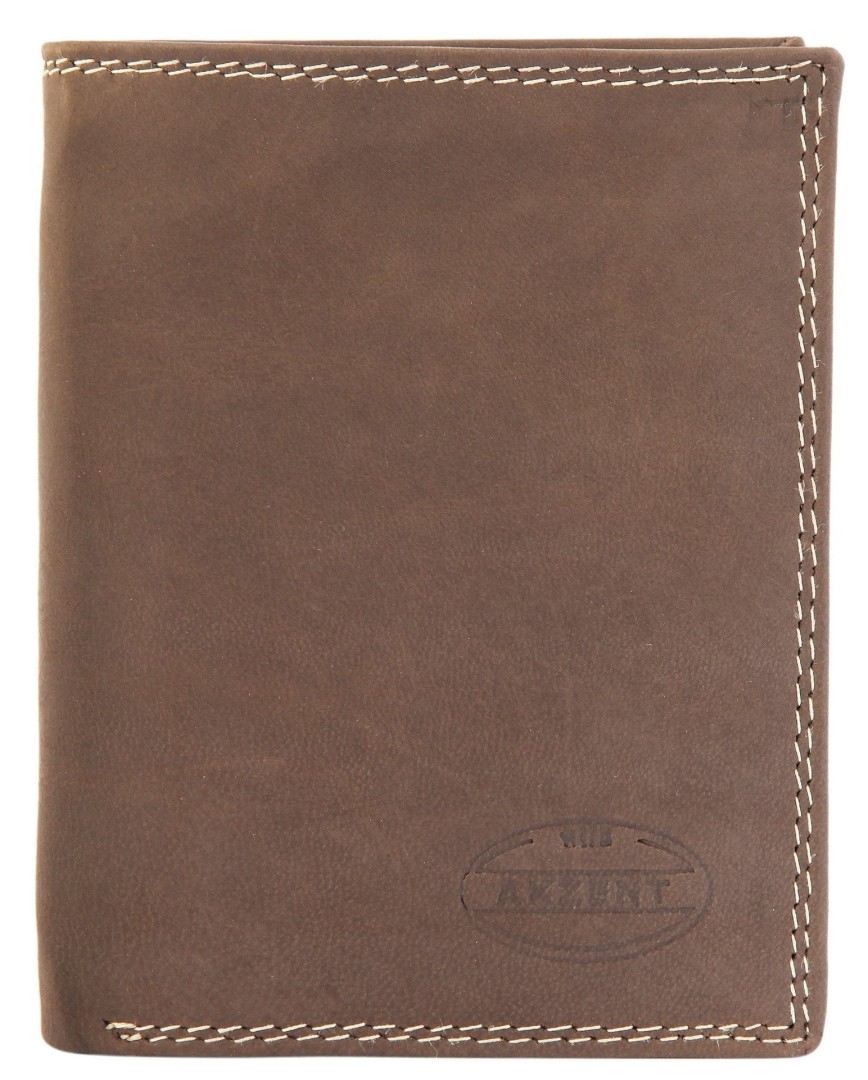 Πορτοφόλι από γνήσιο δέρμα Akzent, σκούρο καφέ