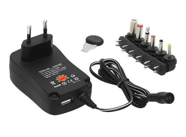 Τροφοδοτικό 30W με ρυθμιστή τάσης 6 βύσματα και θύρα USB