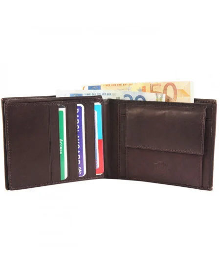 Excellanc πορτοφόλι από γνήσιο δέρμα, καφέ