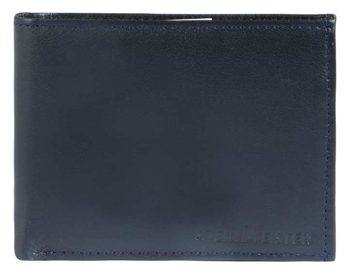 Ανδρικό πορτοφόλι Steinmeister από γνήσιο δέρμα, landscape format, μαύρο/μαύρο