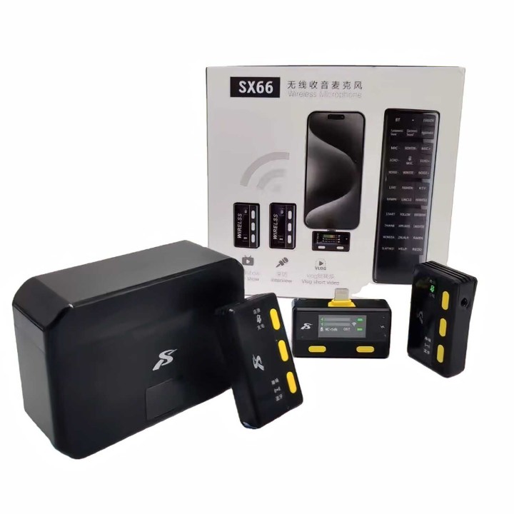 SX66 Ασύρματο mini επαναφορτιζόμενο πυκνωτικό μικρόφωνο για καταγραφή ήχου – Lightning