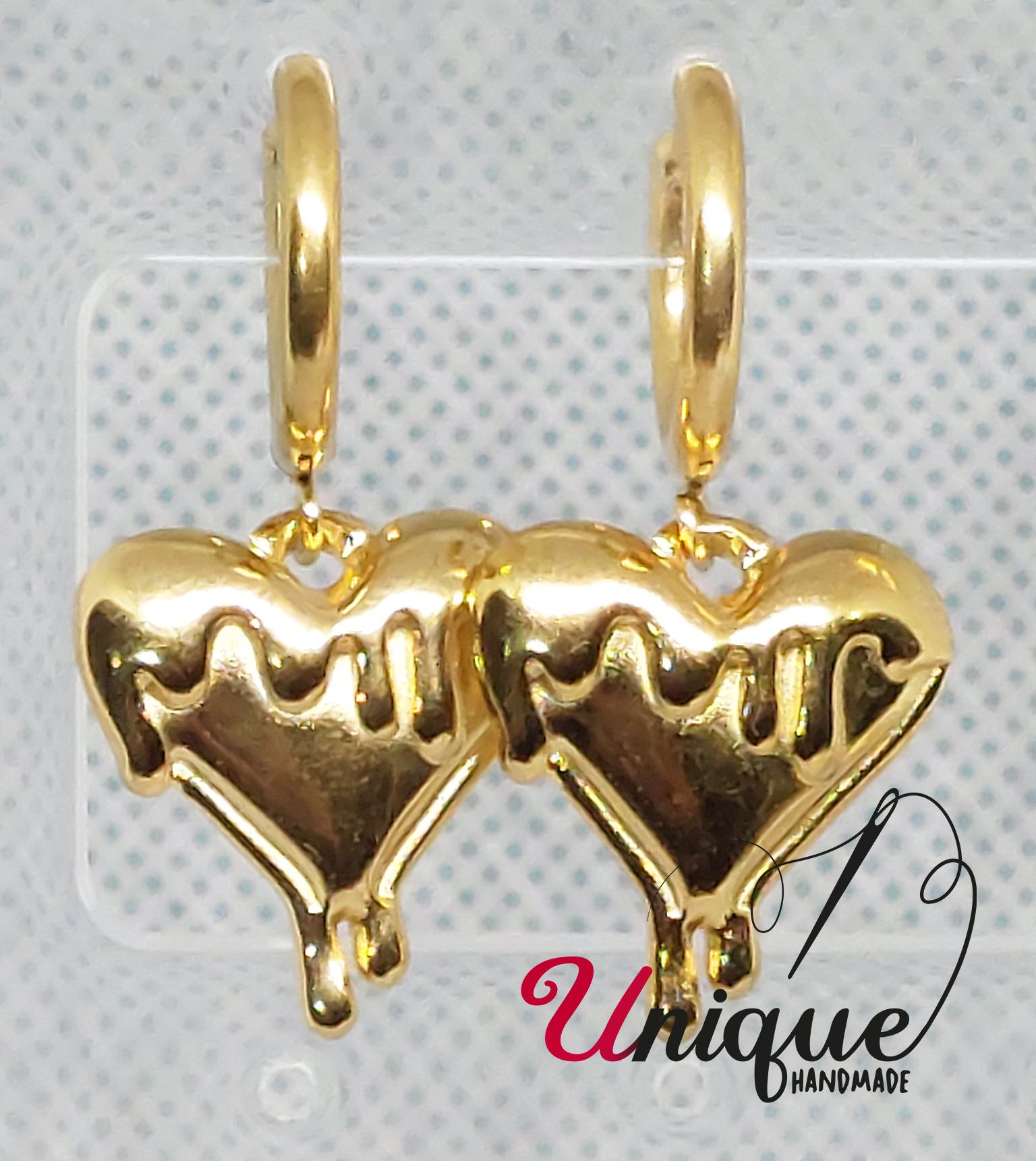 Gold Heart Hoops Earrings