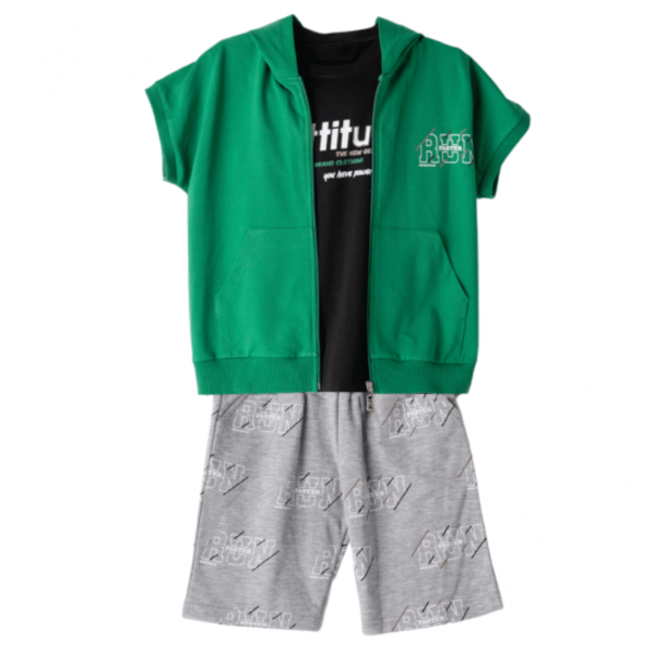 Hashtag For Boys Short 3pcs Set Green 242750 size 6YEAR