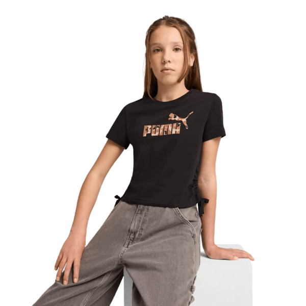 Puma Essentials Animal Logo Infill Knotted Tee Girls T-shirt White 685613-02 size 116 / 5-6 Years