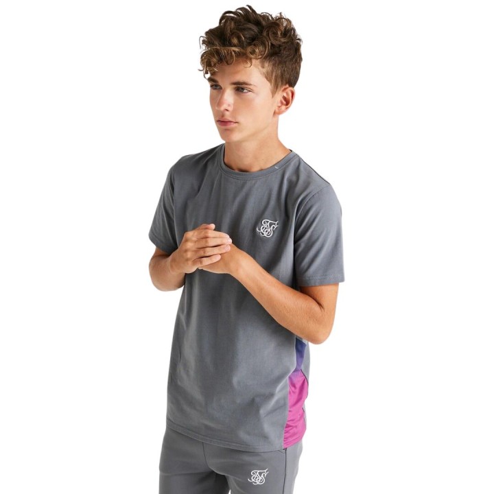 Siksilk Boys Grey Fade Side Panel T-Shirt Grey 9-10 Y